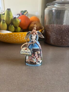 Jim Shore Blue Angel Nativity Ornament with Hand-Painted Nativity Scene